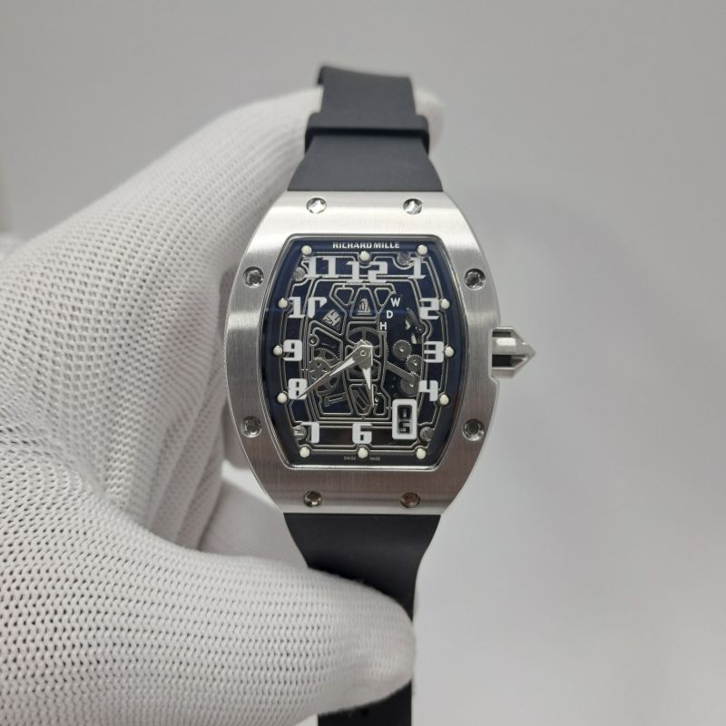 Richard Mille 67-01 Silver Black Dial Black Rubber Strap Swiss Automatic Watch