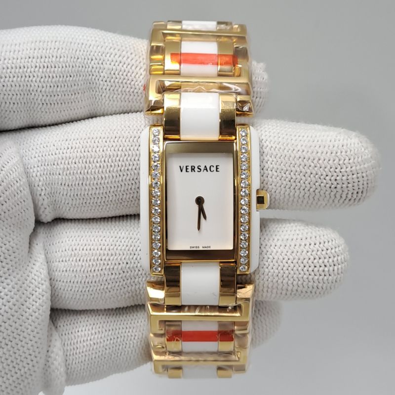 Versace Era SS Ceramic Diamond Bezel Dual Tone Quartz Watch