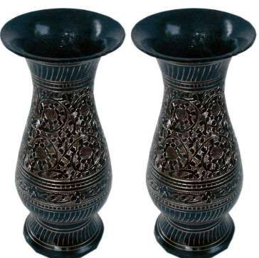 Metal Hand Painted Antique Showpiece Flower Vase, Color : Black