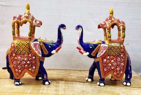 Metal Decorative Handmade Meenakari Elephant Statue