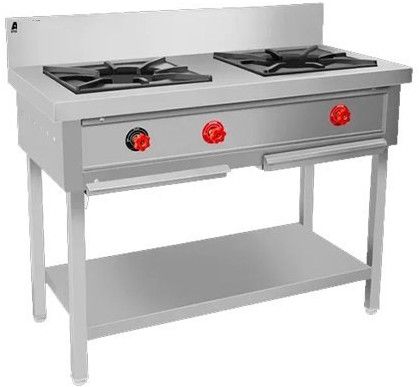 Stainless Steel 2 Burner Gas Range with Splashback