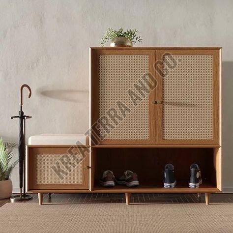 Solid Wooden Cane Shoe Rack