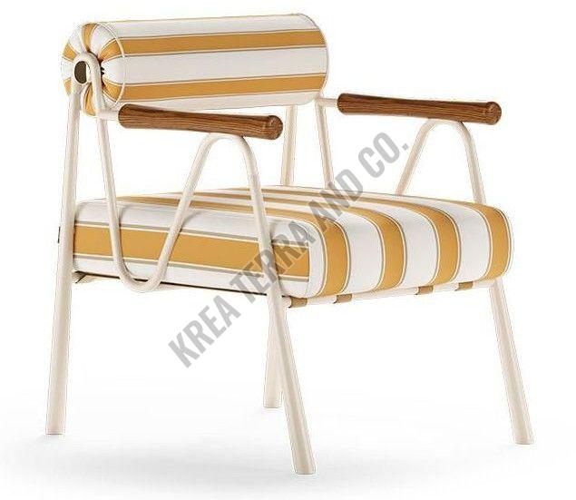 Yellow Stripe Tubular Frame Lounge Armchair