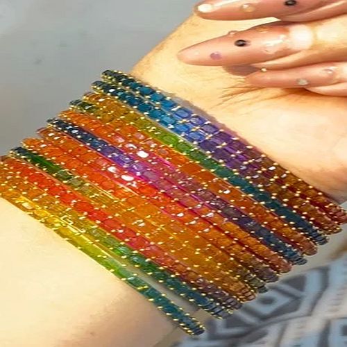 Multicolor Cube Cut Glass Bangles