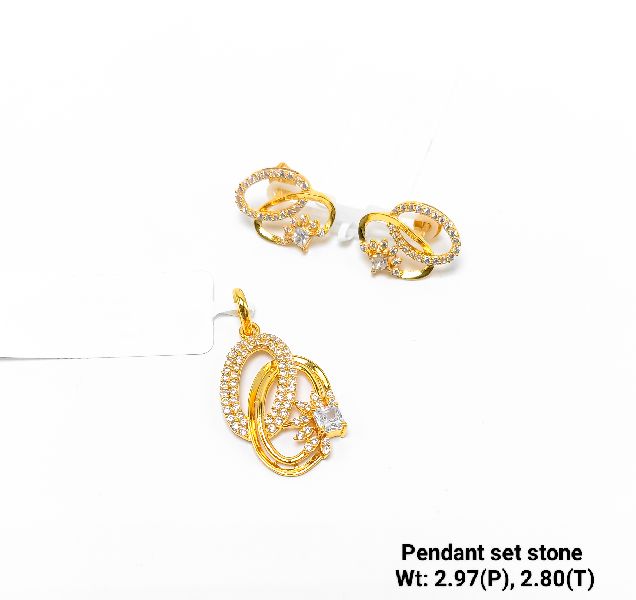 22kt New Design Gold Pendant Stone Set