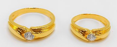 22KT New Design Gold Solitaire Couple Ring