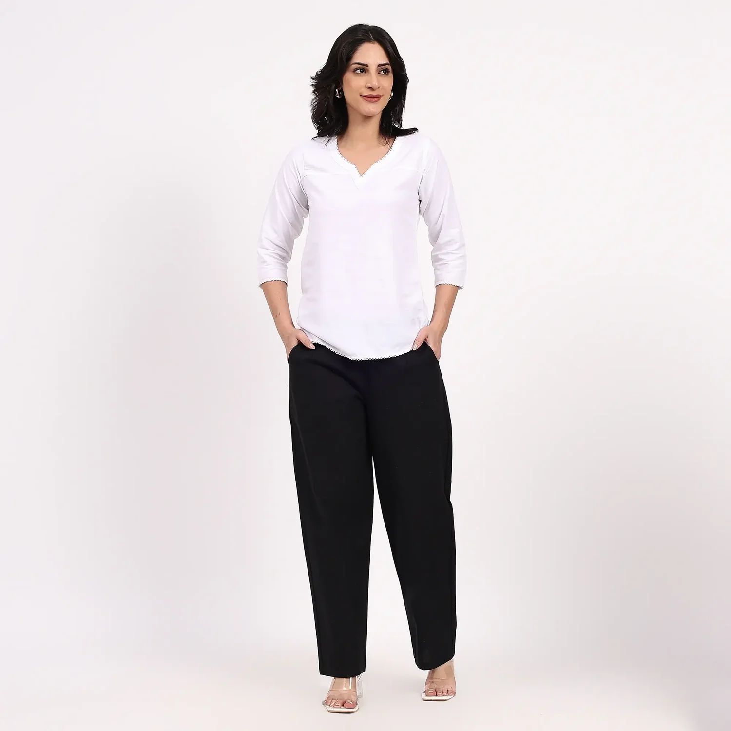 Black Wide Leg Cotton Pant
