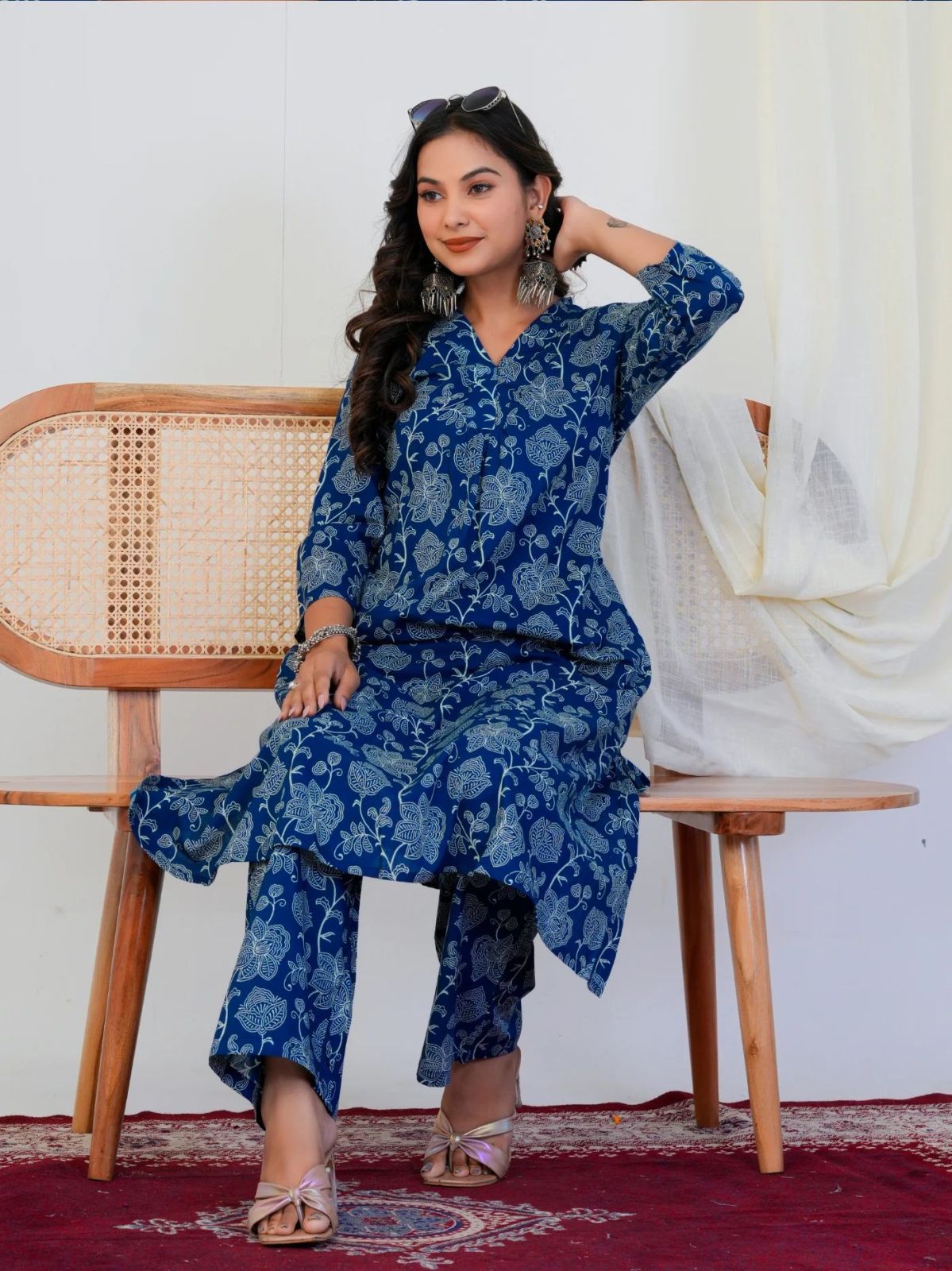 Blue Floral Print Co-Ord Set