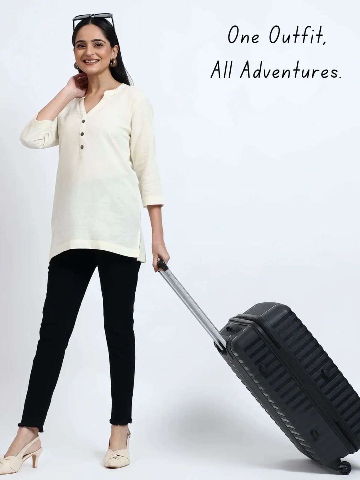 Classic Linen Cotton Ladies Short Kurti