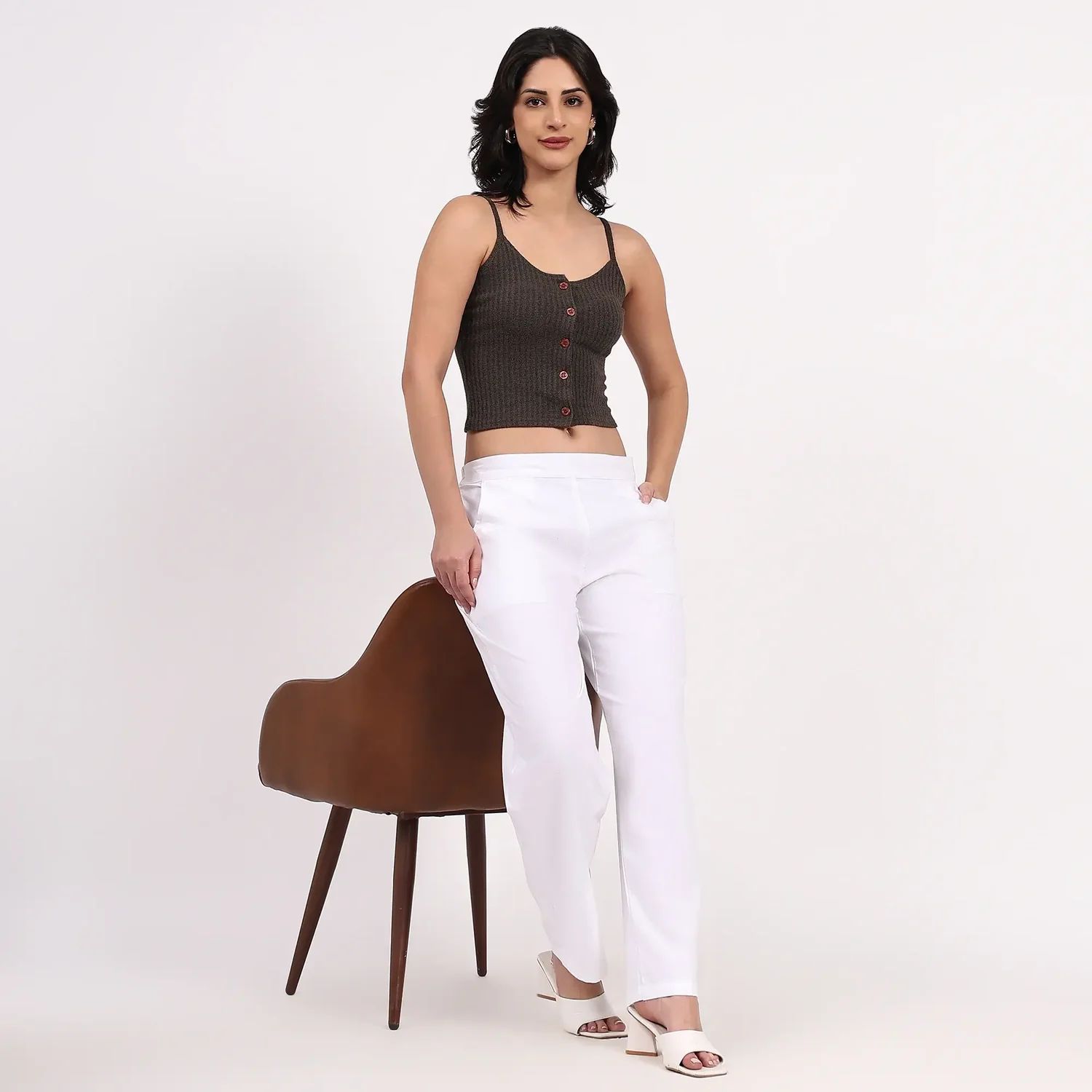 White Wide Leg Cotton Pant