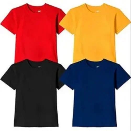 Cotton Polyester Boys Plain Round Neck T-Shirts Casual Wear