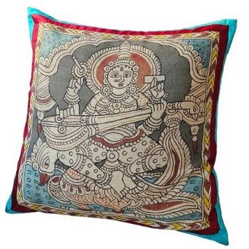 Cotton Hand Painted Cushion Covers, Color : Yellow, White, Blue