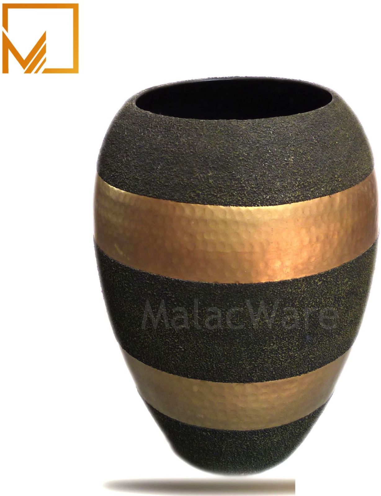 Black Hammered Brass Vase