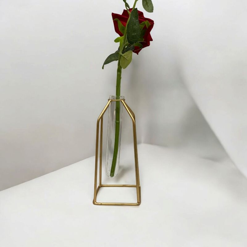 Iron Flower Vase Glass Tube