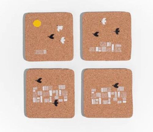 Birds-in-flight Cork Coasters (set Of 4)