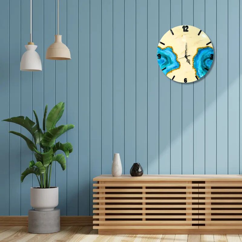 Resin Wall Clock For Dining Area (Ocean Textured)