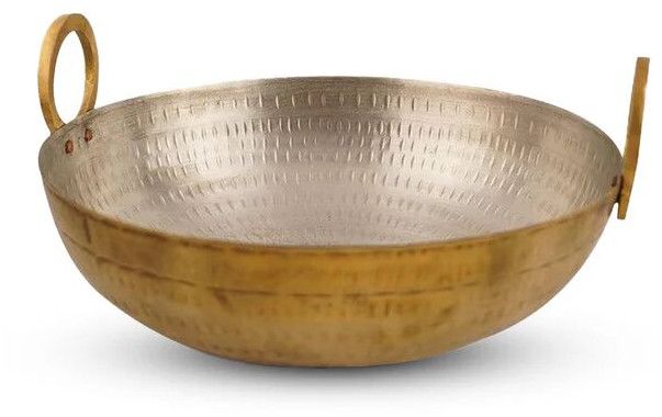 Golden Brass Kadai With Handle