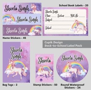 Unicorns & Rainbows - Back To School Label Pack