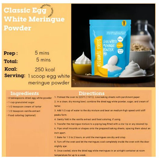 500 Gm Adequate Foods Egg White Meringue Powder