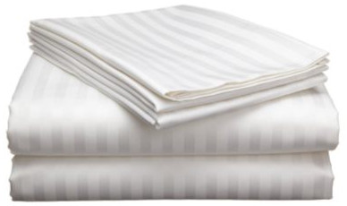 Inspiia Cotton Striped Bed Sheets, Color : White Standard