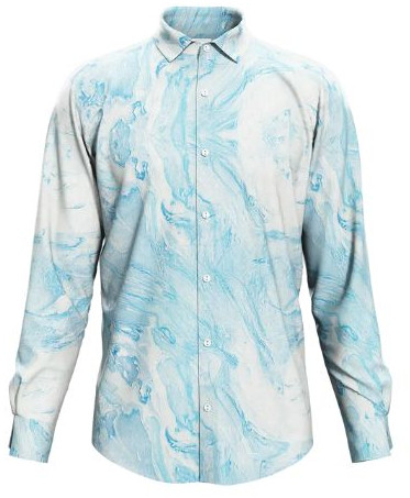 Dorrcee Mens Sky Blue Marble Print Satin Full Sleeve Shirt