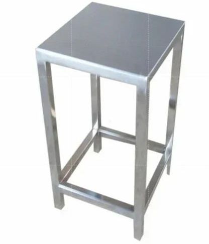 Polished Square Stainless Steel Stool, Color : Silver