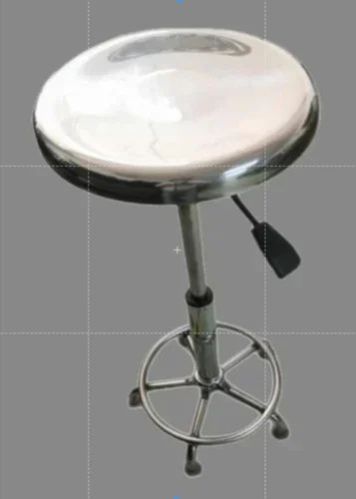 Polished Stainless Steel Fix Round Stool, Color : Silver