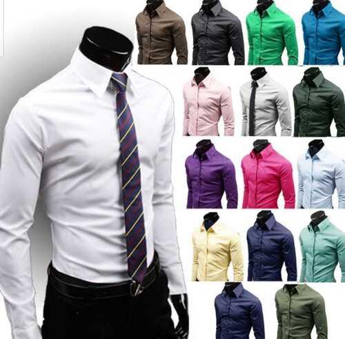 Collar Neck Plain Formal Shirt, Color : Multicolor XL, XXL, XXXL