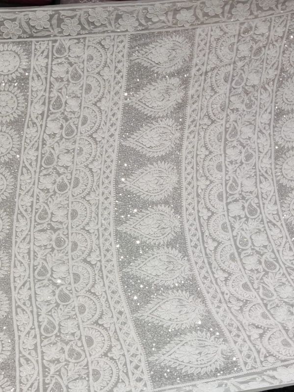 White Zari Heavy Embroidered Saree