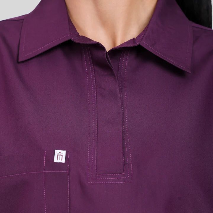 Vidhi Polo Collar Neck Plum Purple Women Scrub