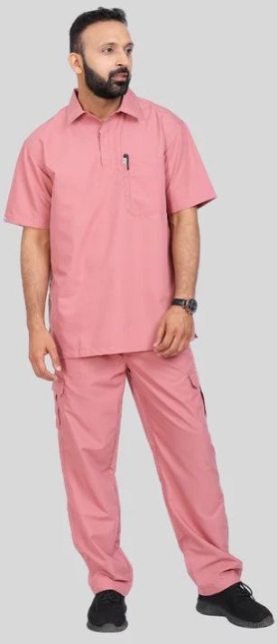 Vidhi Polo Collar Roseate Pink Men Scrub