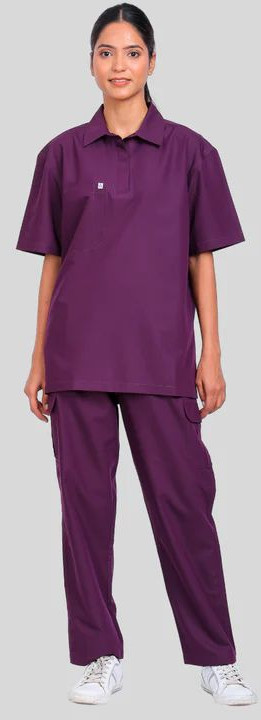 Vidhi Polo Collar Neck Plum Purple Women Scrub