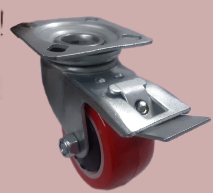 2\'\' CHROME WITH 2 BEARING PLATED PU CASTOR WHEEL