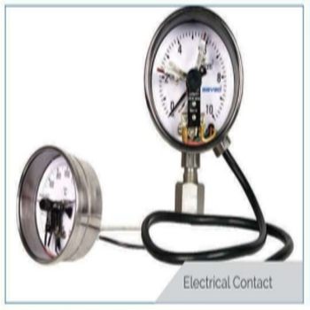 Metal & Plastic Electrical Contact Pressure Gauge, Shape : Round