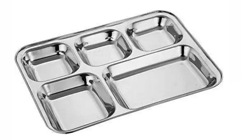 Stainless Steel 5 Compartment Mess Tray