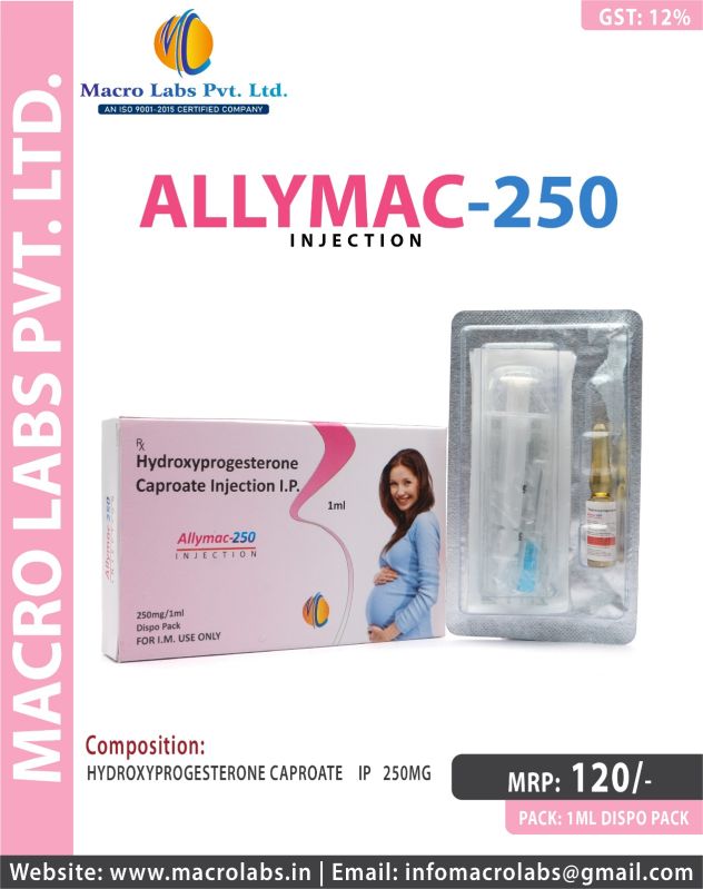 HYDROXY PROGESTERONE 500 MG ALLYMAC 250 INJ