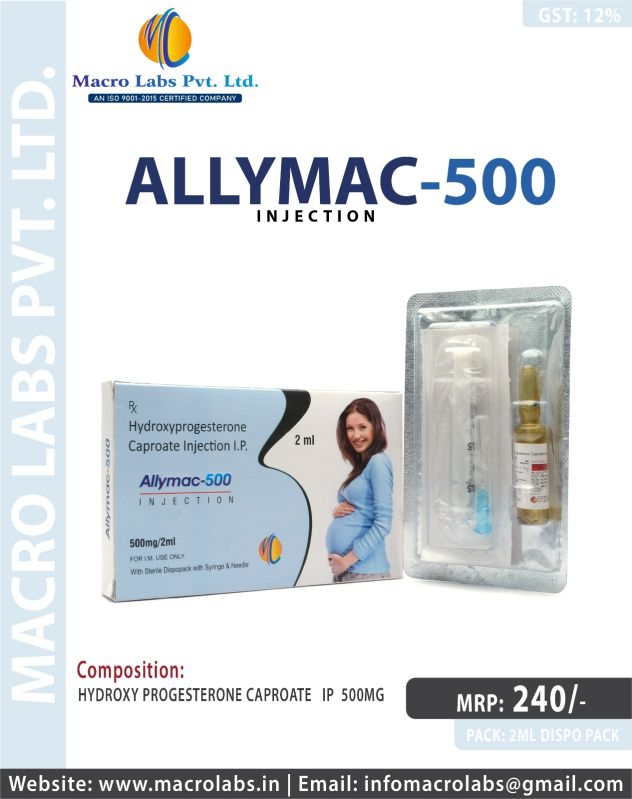 HYDROXY PROGESTERONE 500 MG ALLYMAC 250 INJ