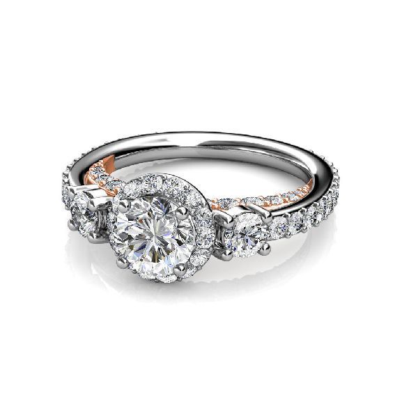 18K Gold - Three Stone Diamond Wedding Ring