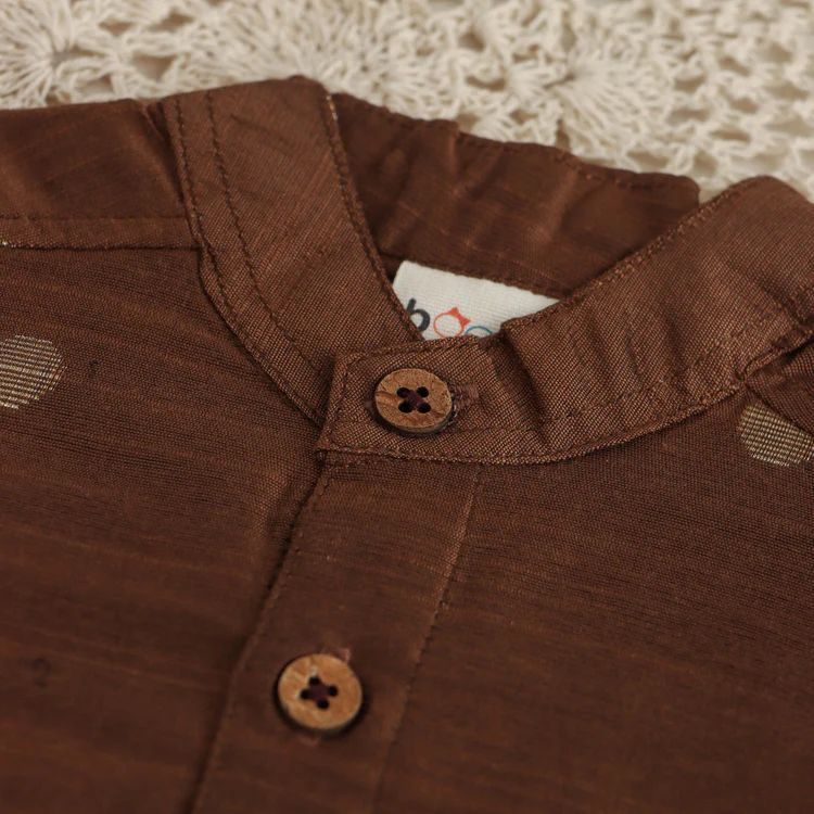 Boys Brown Silk Shirt