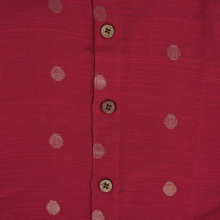 Boys Cherry Red Ethnic Shirt