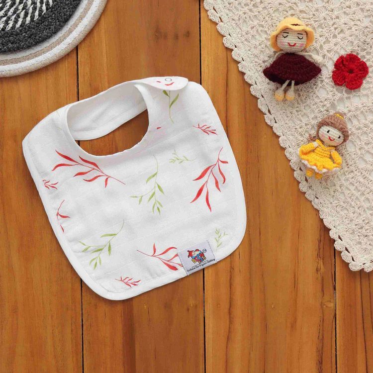 Leaf Print Cotton Baby Bib