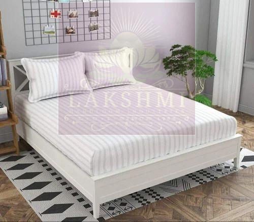 Premium Cotton White Stripe Bed Sheet