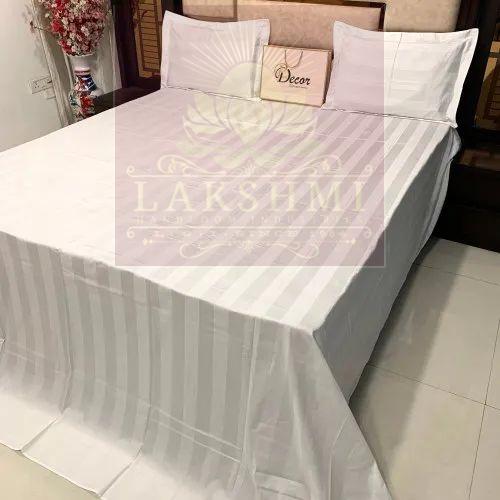 Ultra Luxury Cotton White Stripe Bed Sheet