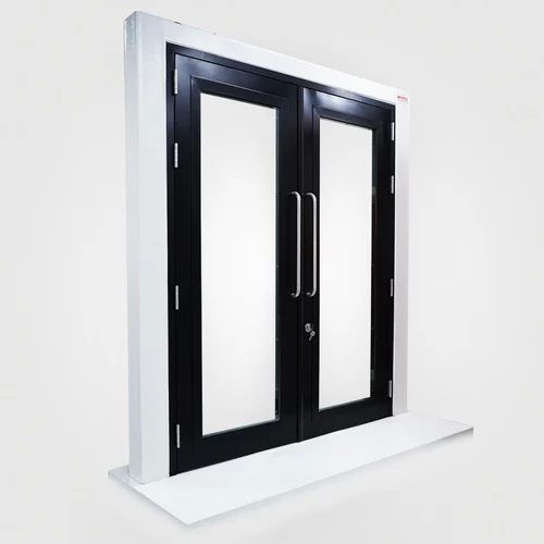 Plain Polished Glazed Metal Fire Door Without Partition For Commercial