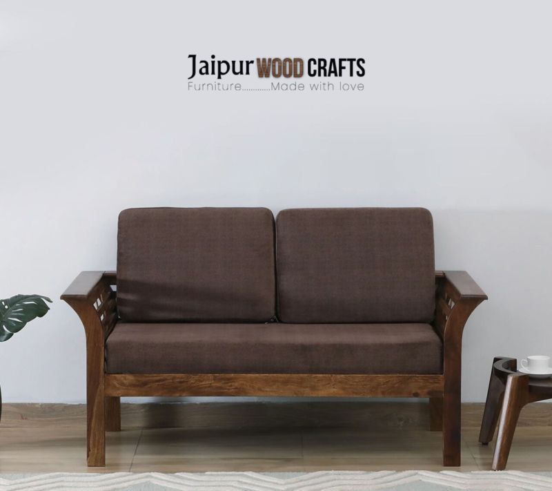 2 Seater Sofa in Scratch Resistant Brown &AMP;AMP; Provincial Teak Finish