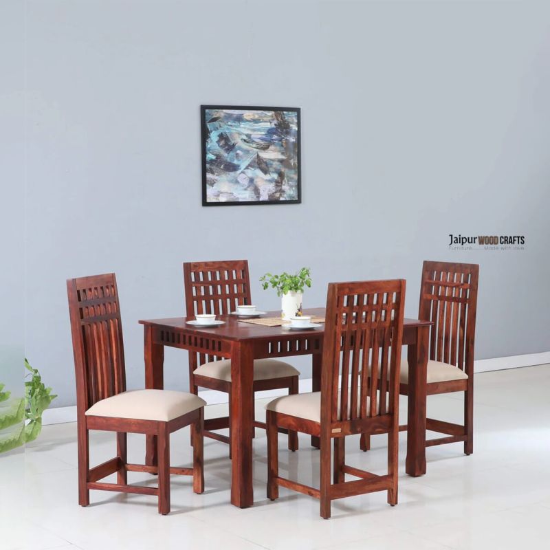 4 Seater Dining Set in Scratch Resistant Rustic Teak Finish