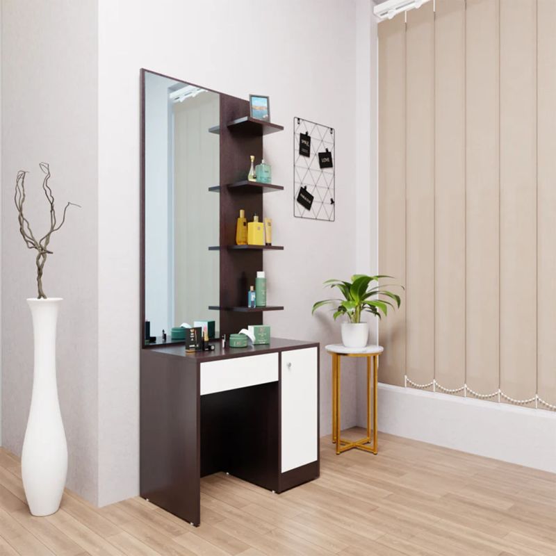 Dressing Table with Mirror Door | Door, Drawer &AMP;AMP; Open Shelves