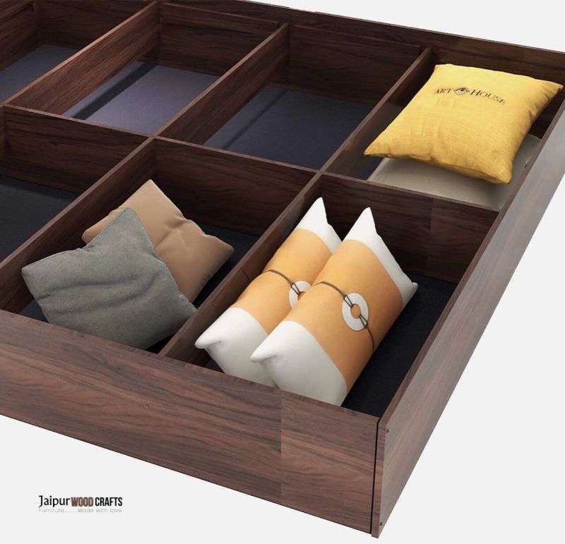 King Size Bed in Walnut Finish with Box Storage