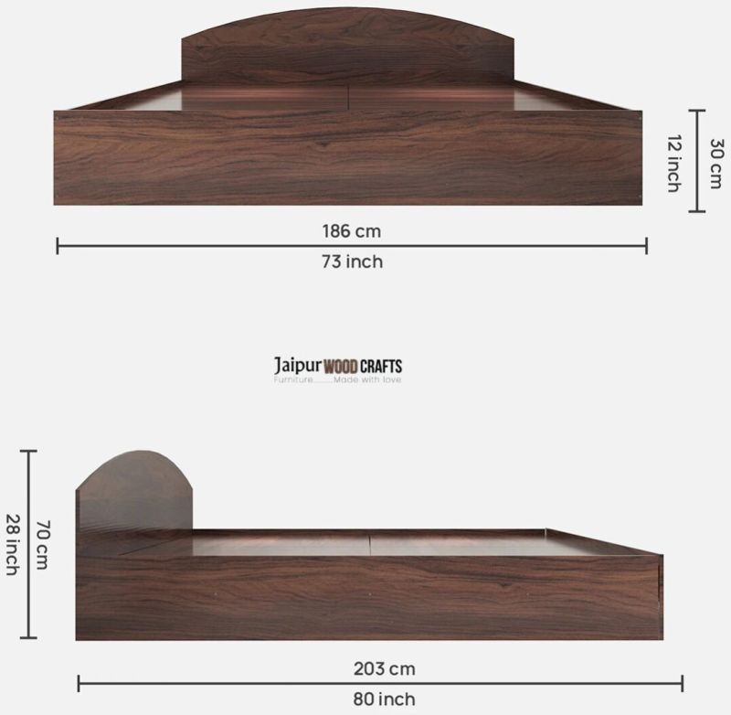 King Size Bed in Walnut Finish with Box Storage