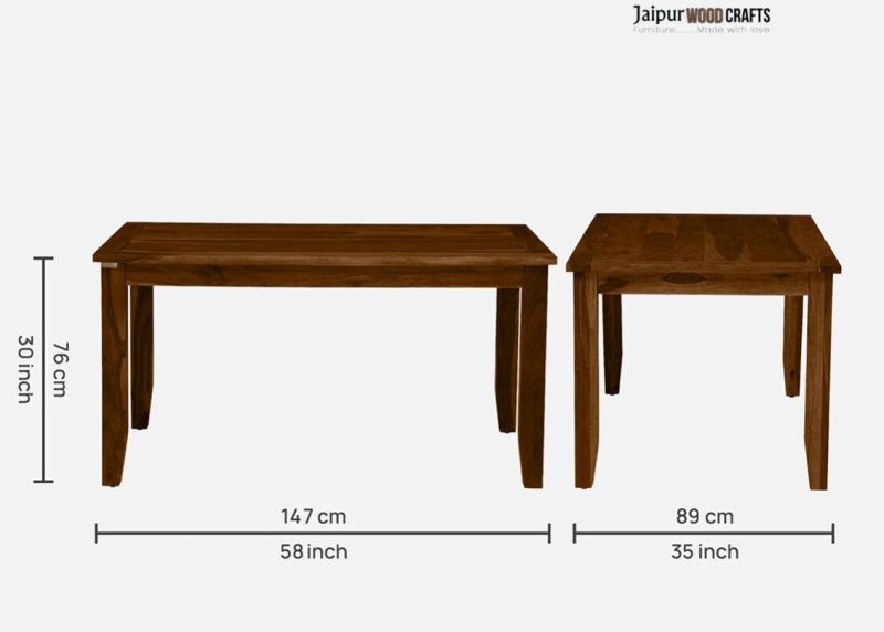 Wood 6 Seater Dining Set in Scratch Resistant Provincial Teak Finish with Bench